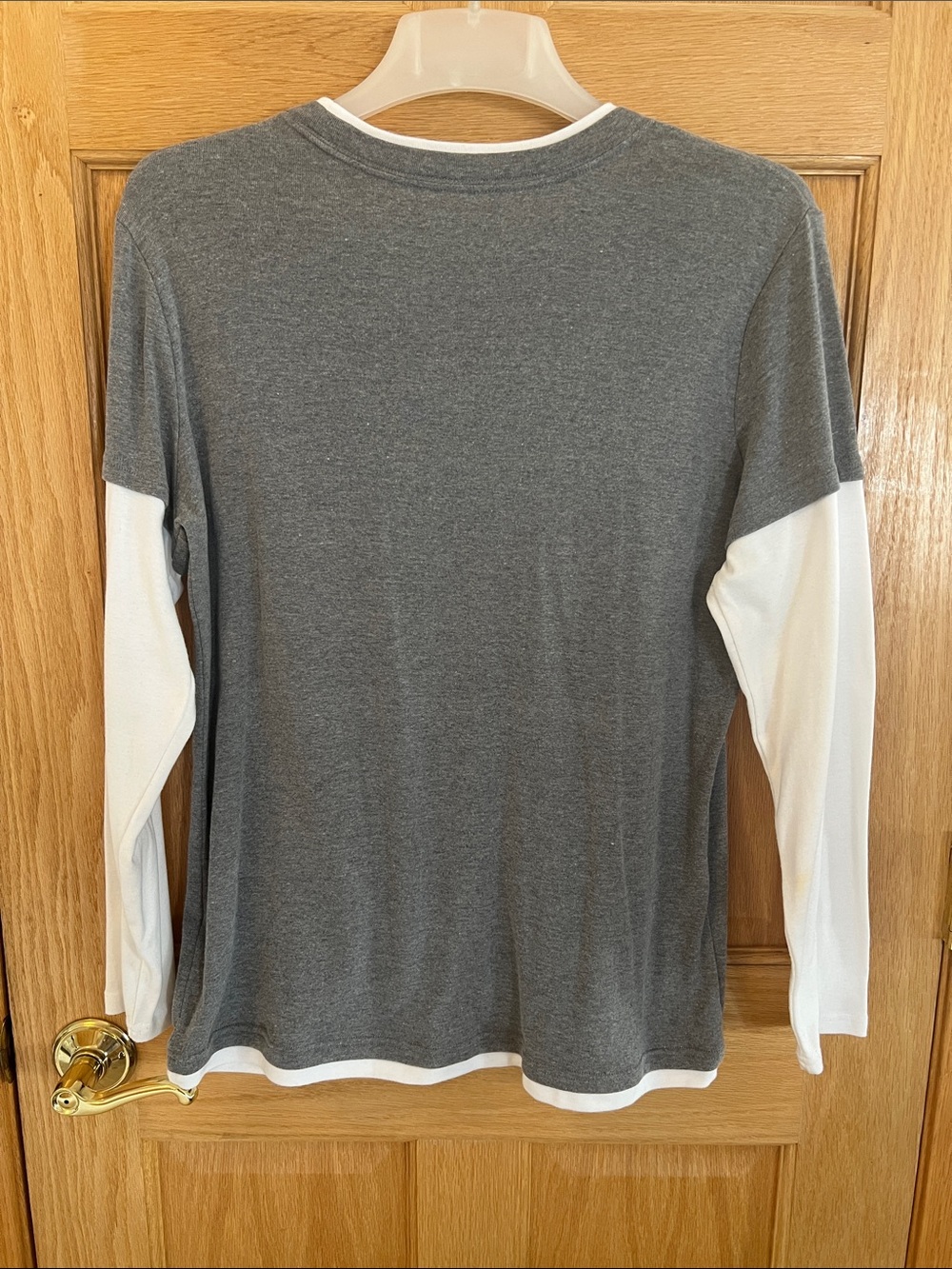 made for life - Two-Tone Long Sleeve Tee in Gray and White XL - Picture 9 of 14